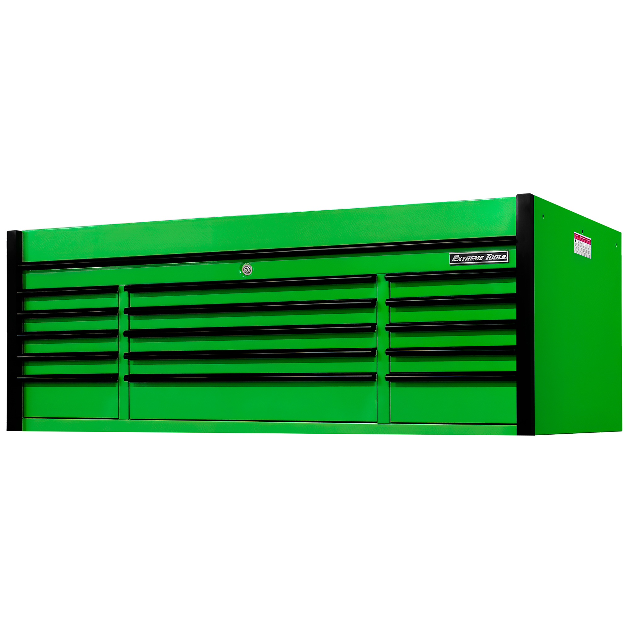 Extreme Tools Professional Series Top Chest - 72in.W x 30in.D, 15 Drawers, Triple Bank, Green, Model# EX7215CHQGNBK